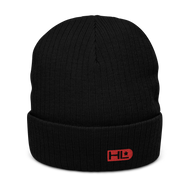 Black/ Red Logo Ribbed Knit Beanie