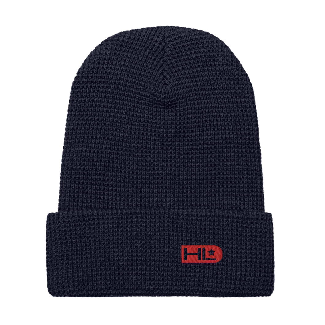 Navy Blue / Red logo Waffle beanie